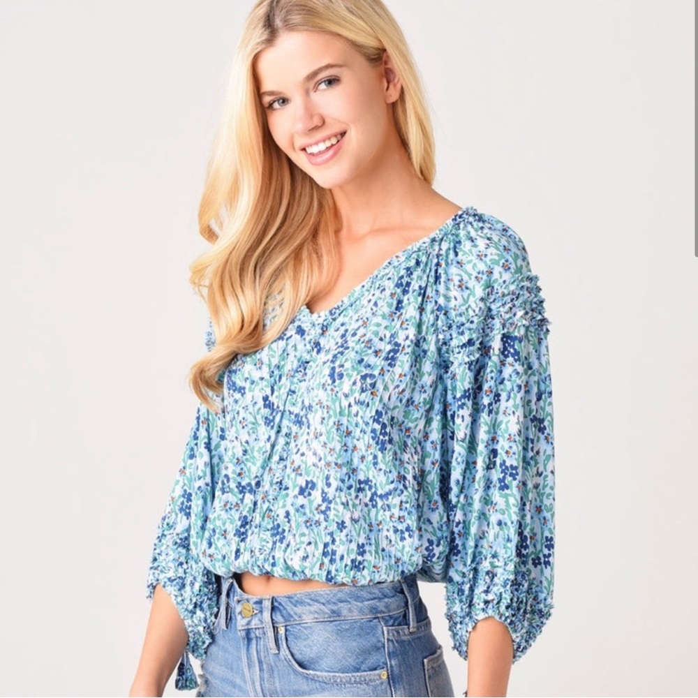 Poupette St. Barth ruffled V-neck printed blouse